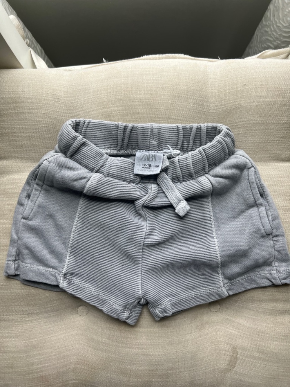 Zara Gray Ribbed Cotton Toddler Shorts